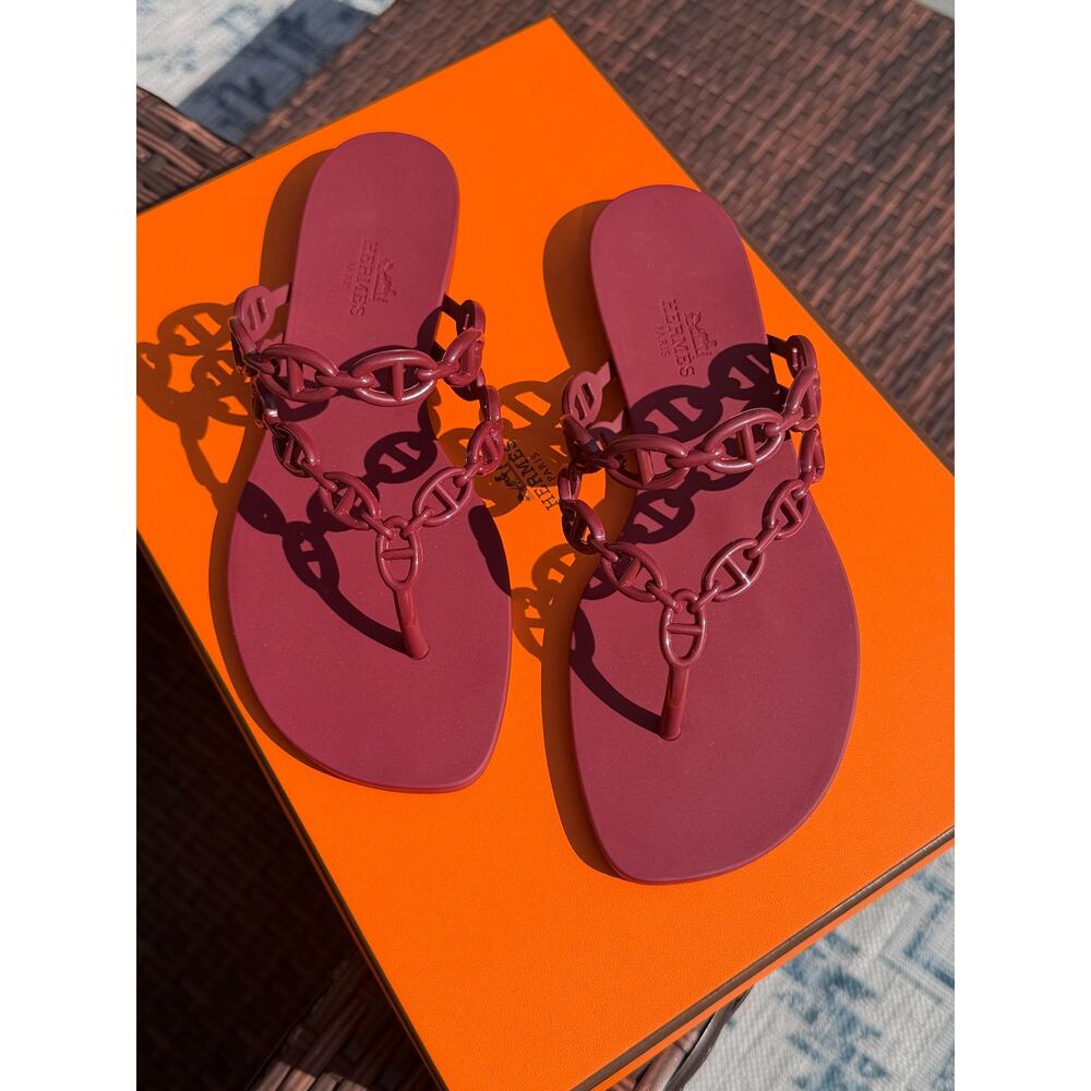 Hermes Island Sandal in Rouge H Size 37 BNIB - Picture 6 of 6